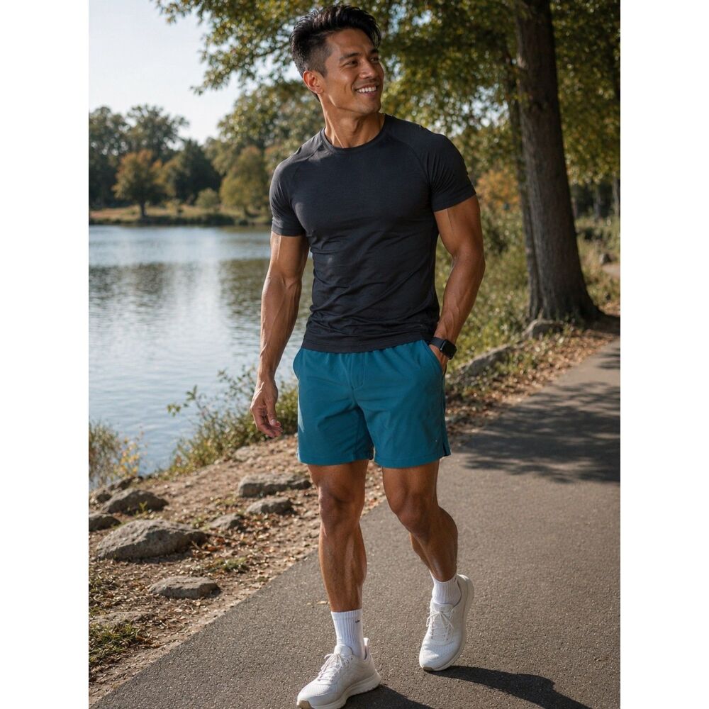 Lululemon Pace Breaker Shorts Men's Medium Teal Lined 7" Training